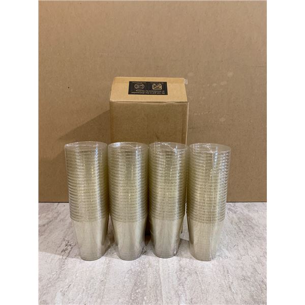 Goodluck 100 Pcs Plastic Cups Clear Bottom Glitter Gold 10oz