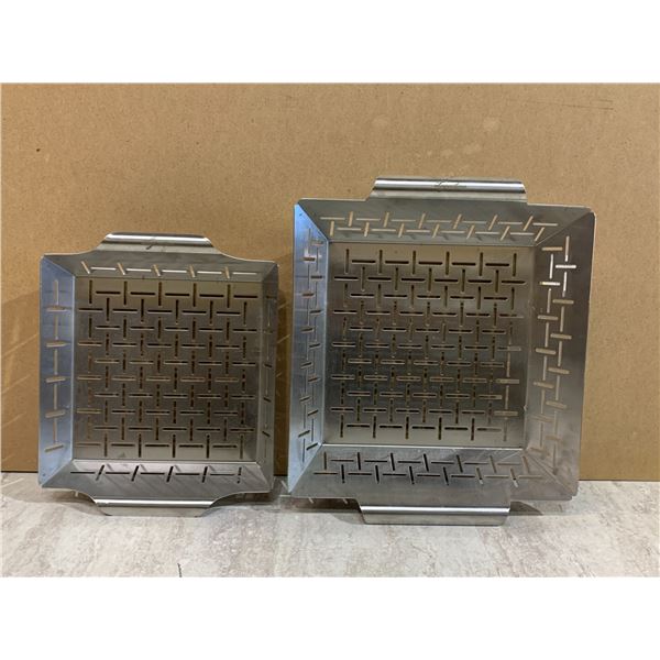 Lot of 2 Lagastina Stainless Steel Grilling Baskets 1 -21in and 1 -9in