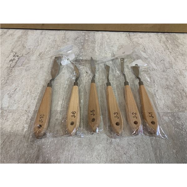 Stainless Steel Paint Scraper Paint Knife or Clay Modeling Tools 6 Pcs With Wood Handles