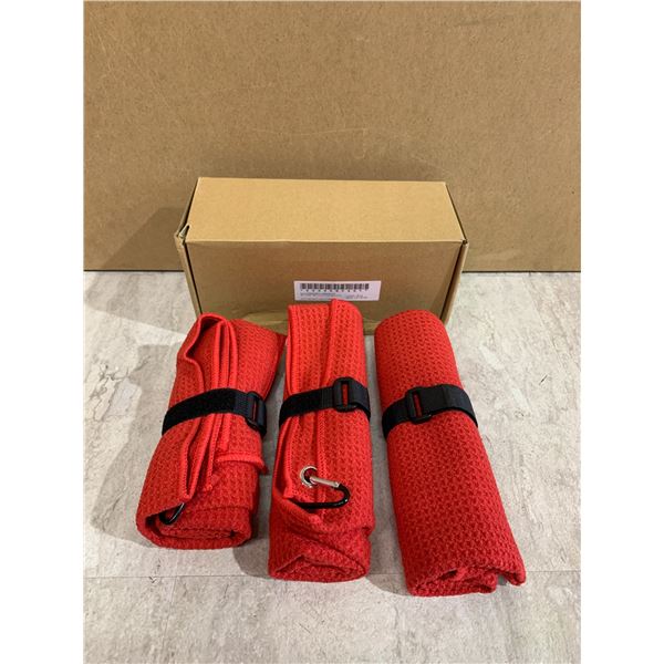 Microfiber Golf Towels 3 Pack Red Colour