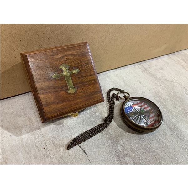 Compass With Wooden Box