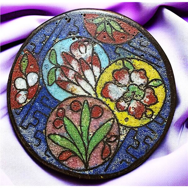 A DIVISION ONE BRONZE BASED COLORFUL ENAMEL BUTTON