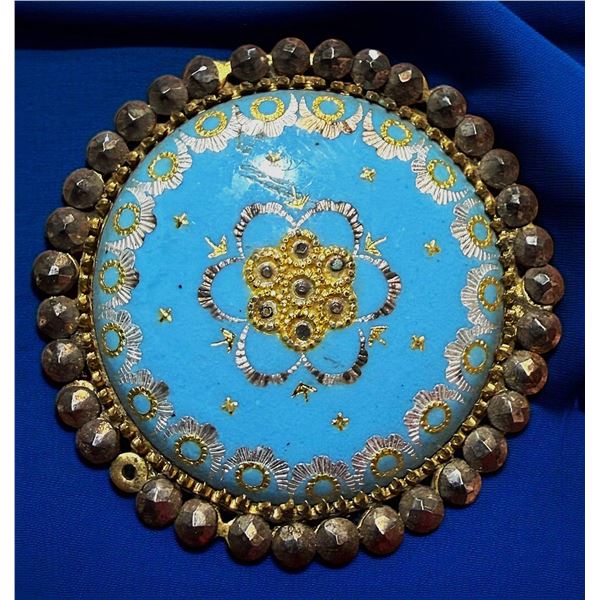 A DIVISION ONE FRENCH ENAMEL AND CUT STEEL BUTTON