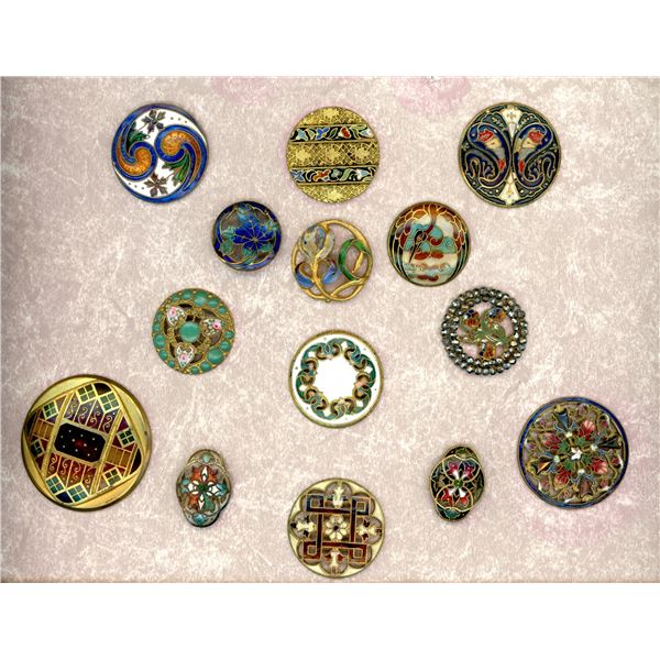 A PARTIAL CARD OF DIVISION ONE ENAMEL BUTTONS