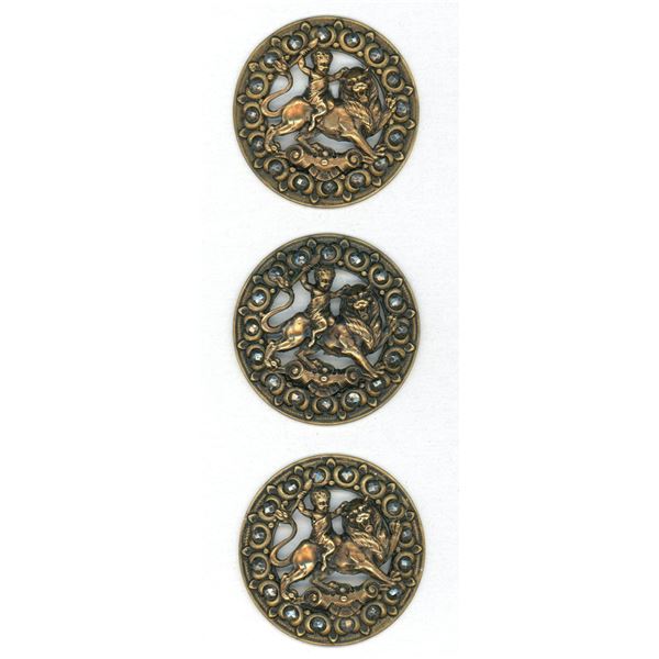 A SMALL CARD OF DIVISION ONE PICTORIAL MATCHING BUTTONS