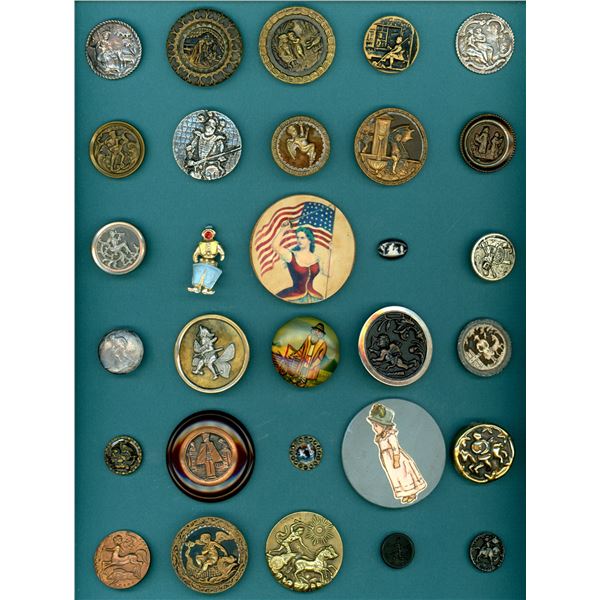 A CARD OF DIVISION 1 & 3 PICTORIAL BUTTONS