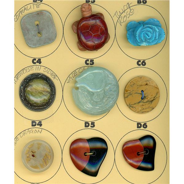 A PARTIAL CARD OF DIVISION 1 & 3 GEMSTONE BUTTONS