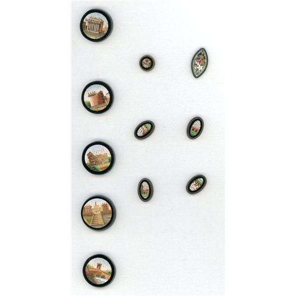A SMALL SELECTION OF DIV.1 GLASS/GLASS IN METAL BUTTONS