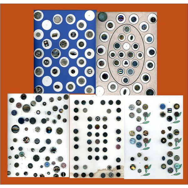 A BOX LOT OF 5 CARDS OF BUTTONS