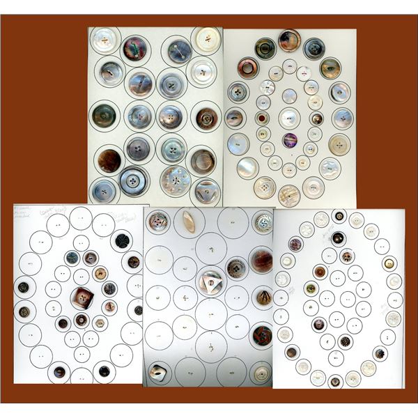 A BOX LOT OF 5 CARDS OF BUTTONS