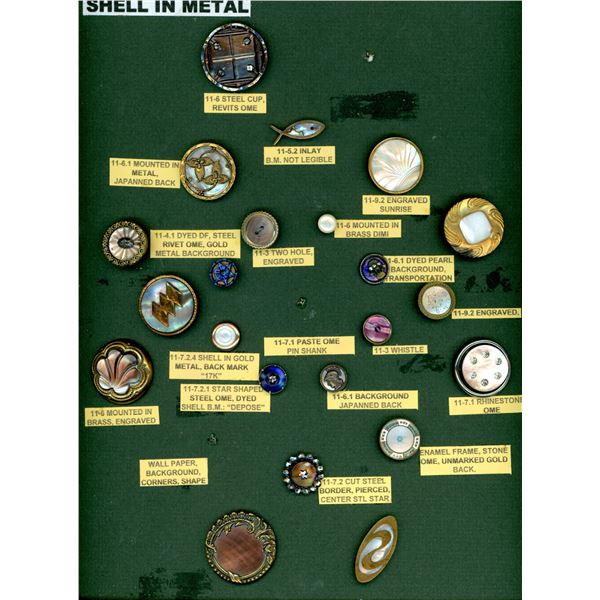 A CARD OF DIVISION ONE SHELL BUTTONS