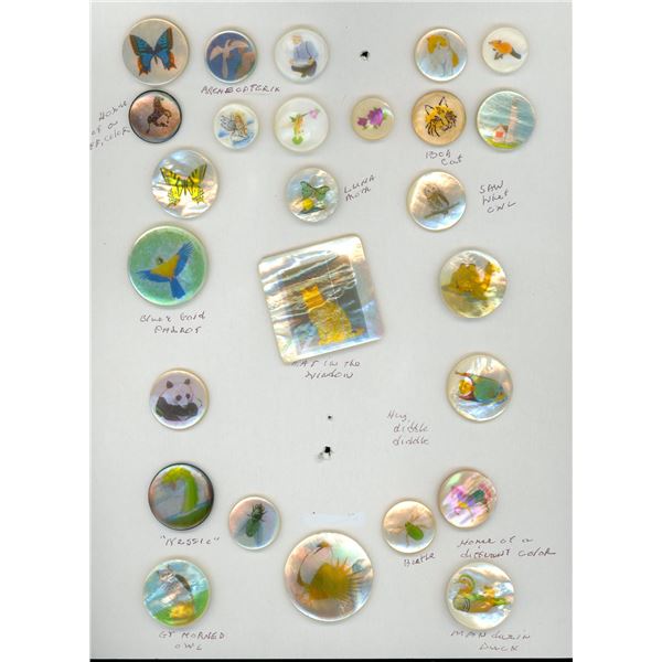 A CARD OF DIVISION THREE STUDIO ARTIST BUTTONS