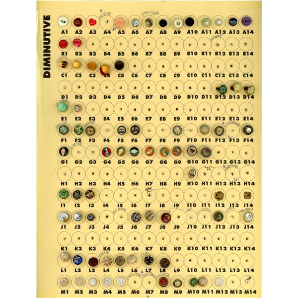 A PARTIALLY FILLED CARD OF DIV. 1 ASSORTED  BUTTONS