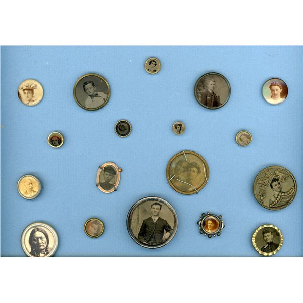 A PARTIAL CARD OF DIVISION 1 PHOTOGRAPHIC BUTTONS