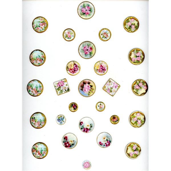 A CARD OF DIVISION ONE PORCELAIN STUD BUTTONS
