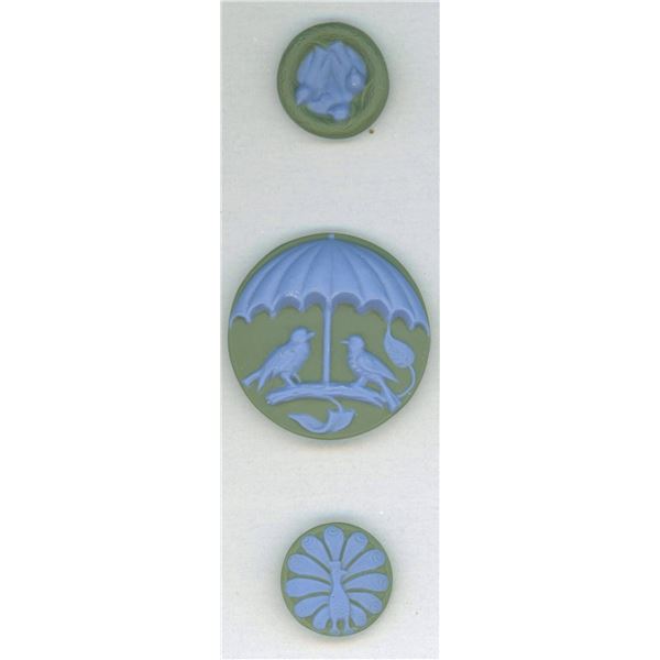 A SMALL CARD OF DIVISION THREE STUDIO ARTIST BUTTONS