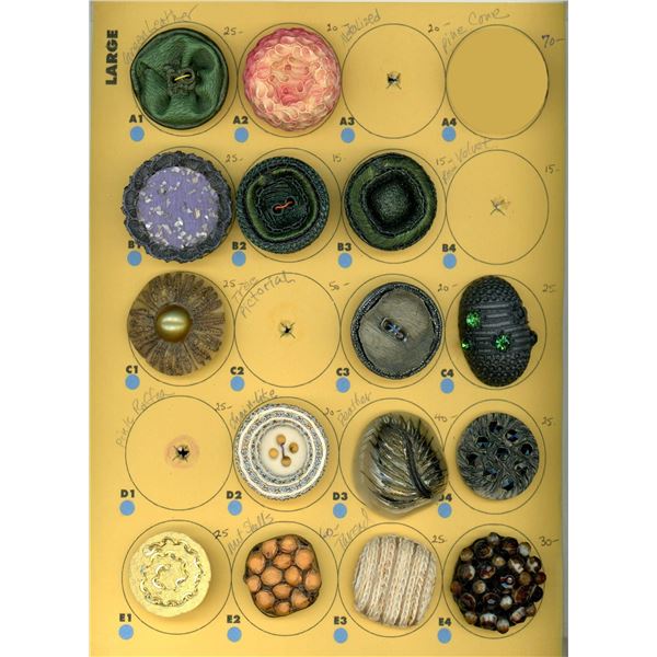 A CARD OF DIVISION THREE COUTURE STUDIO BUTTON