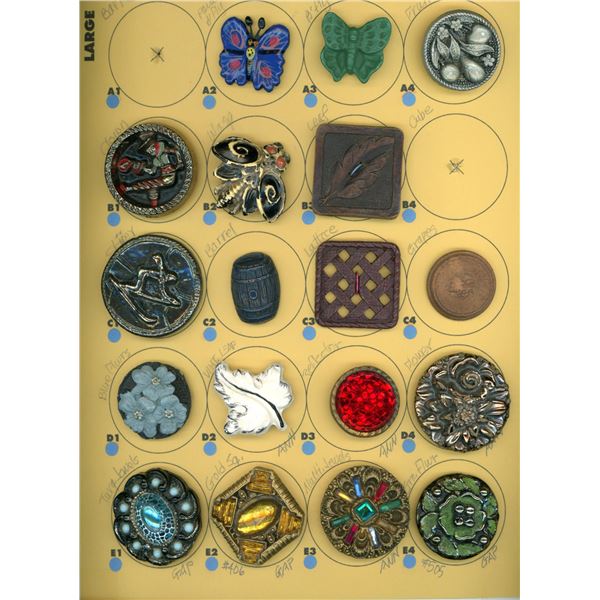 A CARD OF DIVISION THREE ASSORTED BUTTONS