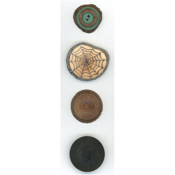 A SMALL CARD OF DIVISION 1 & 3 VEG. IVORY BUTTONS