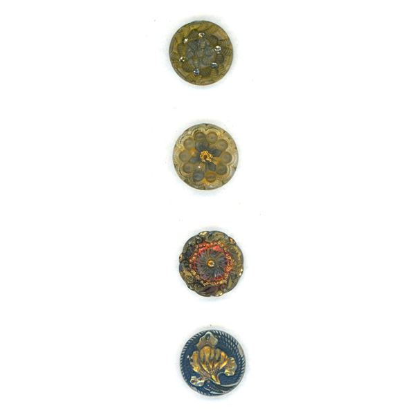A SMALL CARD OF DIVISION ONE LACY GLASS BUTTONS