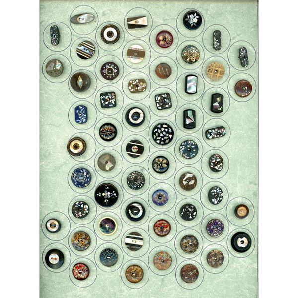 A CARD OF DIVISION ONE ASSORTED INLAY BUTTONS