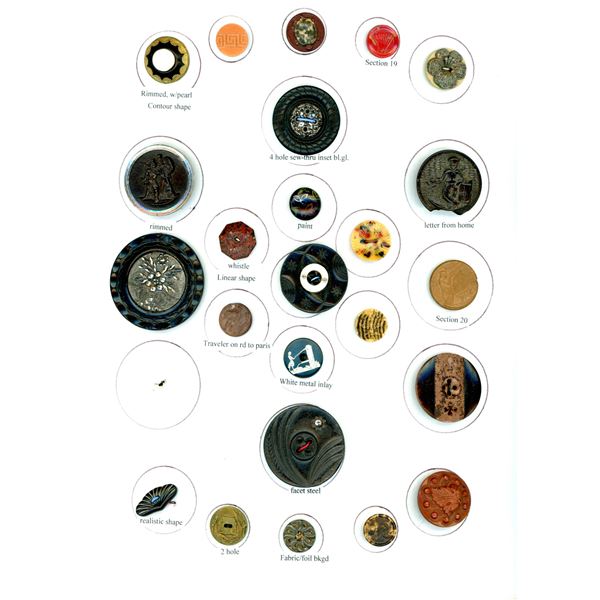 A CARD OF DIVISION ONE ASSORTED COMPOSITION BUTTONS