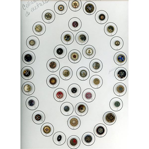 A CARD OF DIVISION ONE CELLULOID BUTTONS