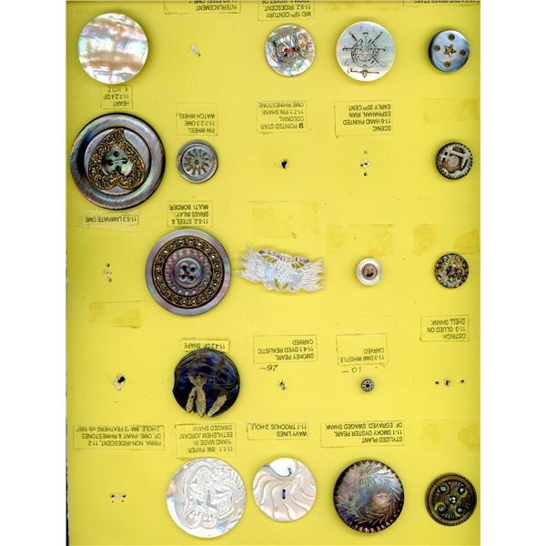 A PARTIAL CARD OF DIVISION 1 & 3 PEARL BUTTONS