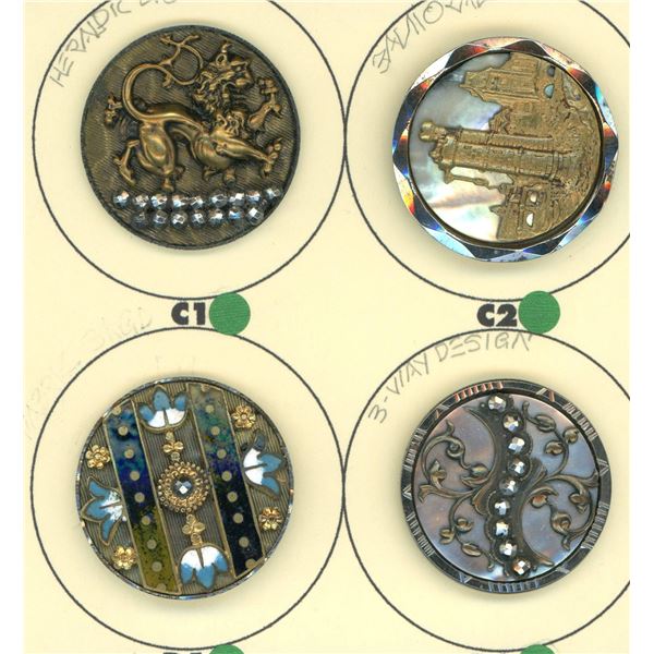 A SMALL CARD OF DIVISION ONE STEEL CUP BUTTONS