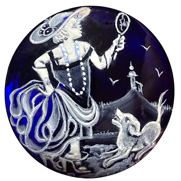 A DIVISION 3 MARY GREGORY STYLE GLASS BUTTON