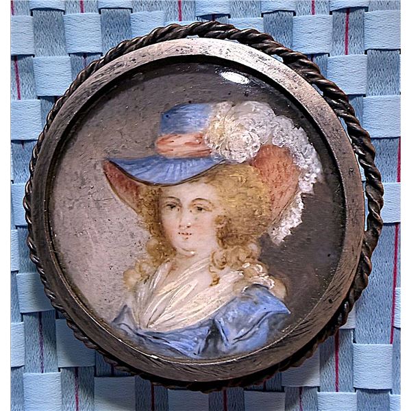 A DIVISION ONE HAND PAINTING UNDER GLASS BUTTON