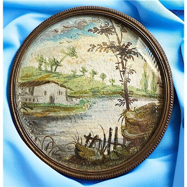 A DIVISION ONE HAND PAINTING UNDER GLASS BUTTON