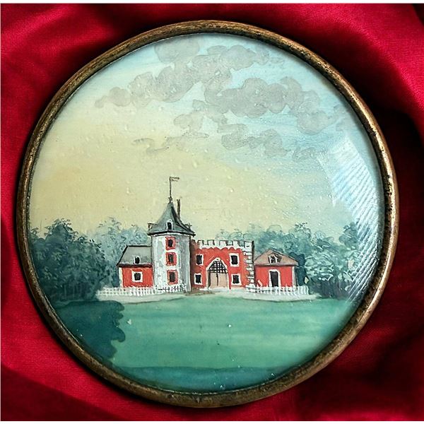 AN EXCEPTIONAL HAND PAINTED DIVISION ONE SCENE BUTTON