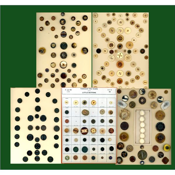 A BOX LOT OF 5 CARDS OF BUTTONS