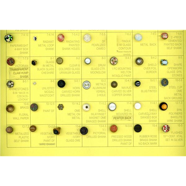 A PARTIAL CARD OF ASSORTED DIVISION 1 DIMINUTIVE BUTTONS