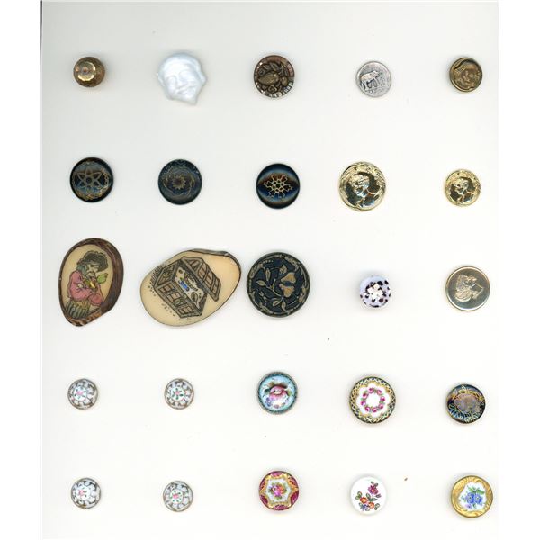A CARD OF DIVISION 1 & 3 ASSORTED MATERIAL BUTTONS
