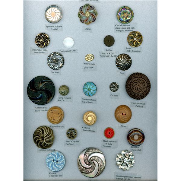 A CARD OF DIVISION 1 & 3 ASSORTED MATERIAL BIUTTONS