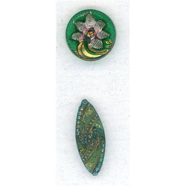 A SMALL CARD OF DIVISION ONE LACY GLASS BUTTONS