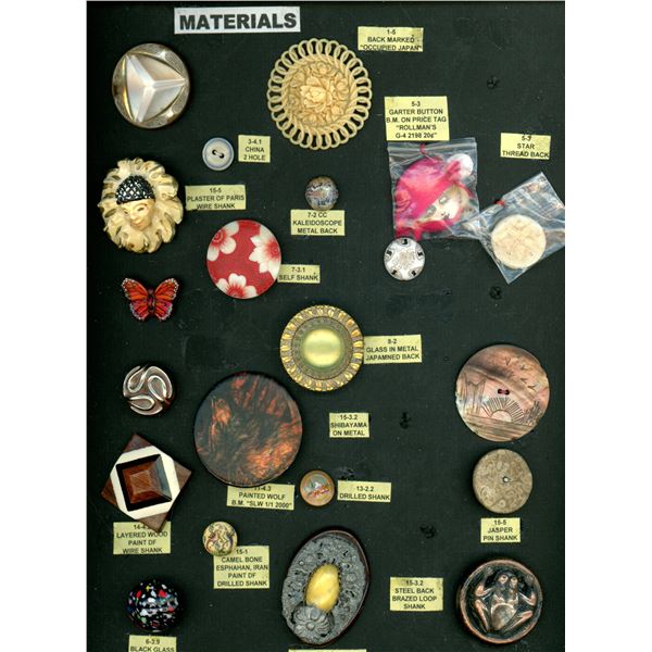 A CARD OF DIVISION ONE AND THREE MATERIAL BUTTONS