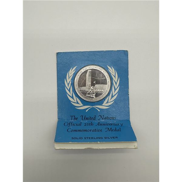United Nations 25th Anniversary Sterling Silver Commemorative Medal (1970)