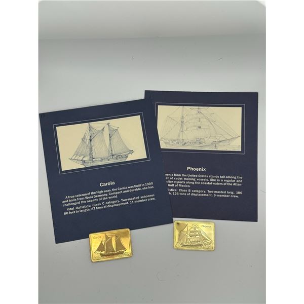Carola & Phoenix Tall Ships Gold-Plated Silver Bars