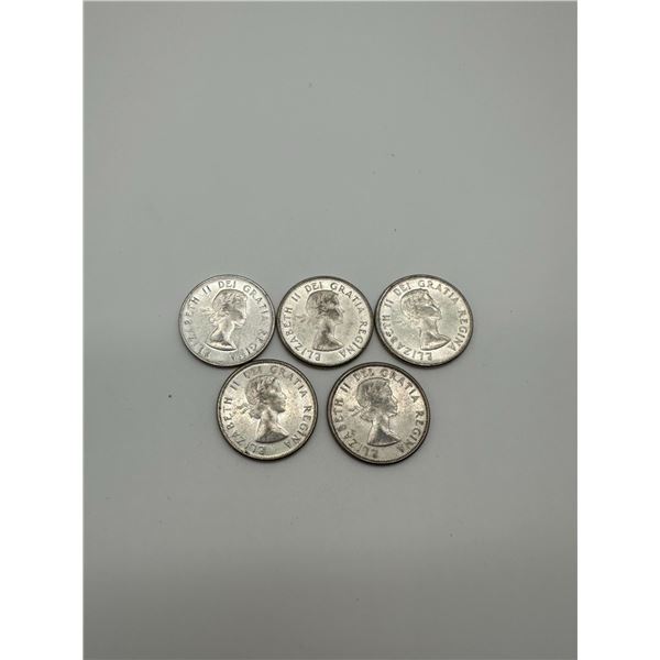 Canada Silver 50 Cents Lot (5 Coins, 1950s–1960s)
