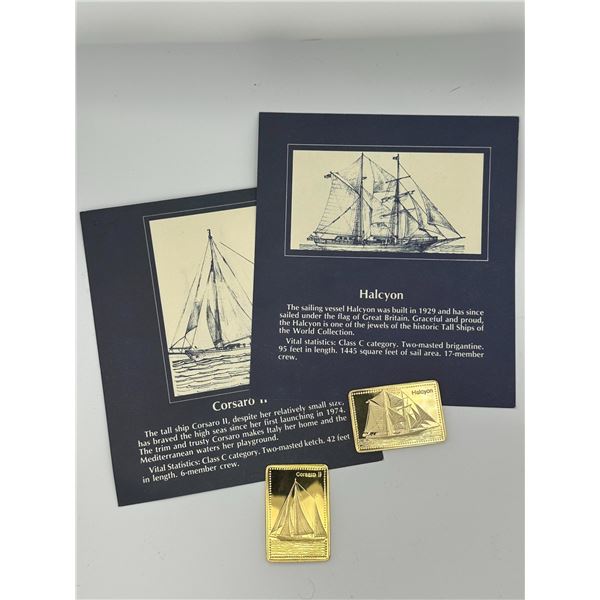 Set of Two Gold-Plated .999 Silver Proof Bars – Tall Ships (Halcyon & Corsaro II)