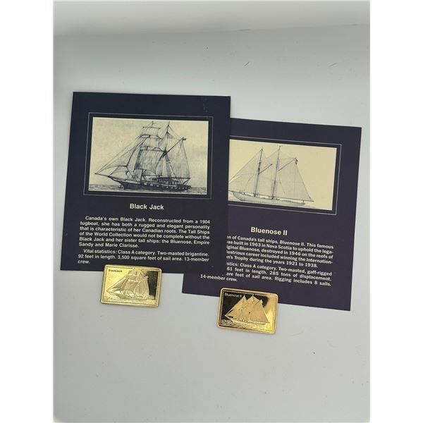 Set of Two Gold-Plated .999 Silver Proof Bars – Tall Ships (Black Jack & Bluenose II)