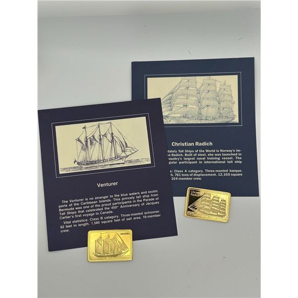 Set of Two Gold-Plated .999 Silver Proof Bars – Tall Ships (Venturer & Christian Radich)