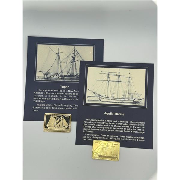 Set of Two Gold-Plated .999 Silver Proof Bars – Tall Ships (Topaz & Aquila Marina)