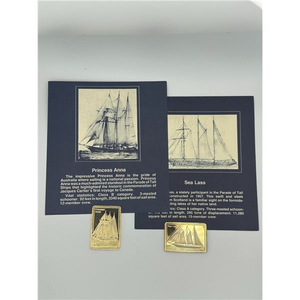 Set of Two Gold-Plated .999 Silver Proof Bars – Tall Ships (Princess Anna & Sea Lass)
