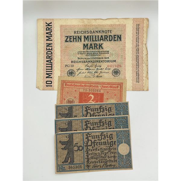 German Hyperinflation & Notgeld Mixed Group (5 pcs)