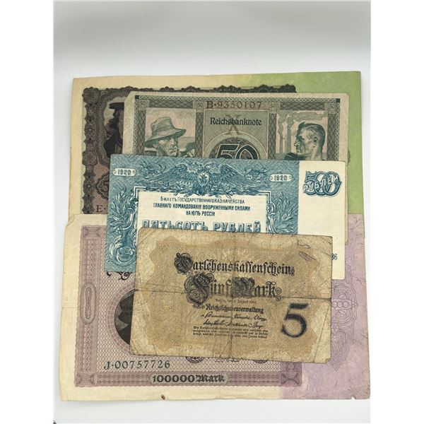 German & Russian Banknotes Mixed Group (5 pcs)