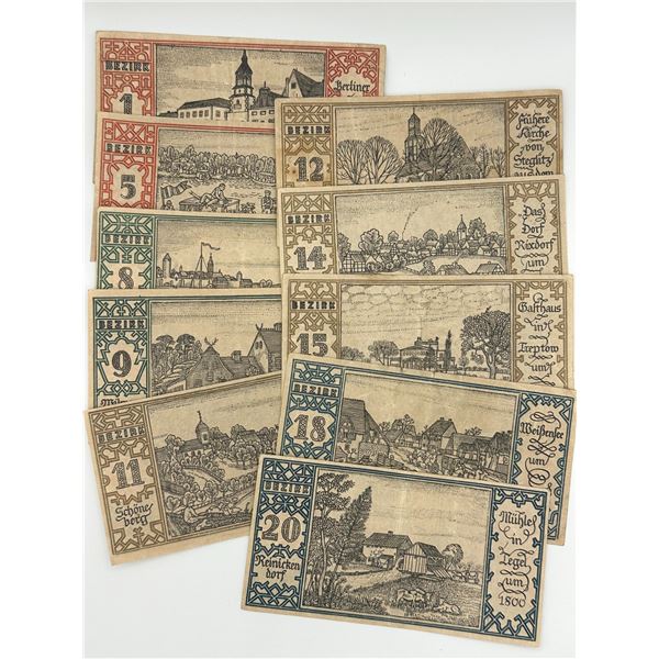 German Notgeld Berlin District Series (Multiple Notes)